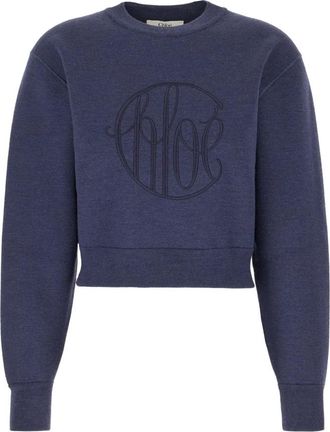 Chlo&eacute; Rondgebreide kleding - Dames - Ronde hals truien - Blauw - L - Wol - Truien & Vesten