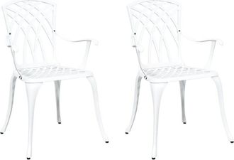 vidaXL Garden Chair 2 pcs White 55 x 56.5 x 91cm Aluminium Vidaxl