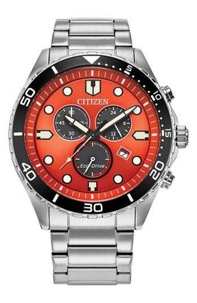 Citizen Eco-Drive Bracelet Strap Chronograph Diving Watch, 43mm in Silver at Nordstrom Rack