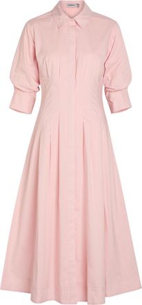 SIMKHAI Jazz Pintucked Cotton-blend Poplin Midi Shirt Dress - Light Pink - S (UK8-10 / S)