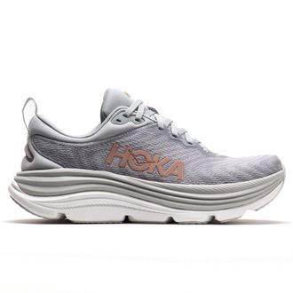 Hoka One One Hoka Gaviota 5 Textile Synthetic Womens Running Trainers - Harbor Mist Rose Gold - Size:UK 8.5