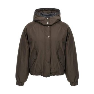 Brunello Cucinelli Jassen, Dames, Groen, S, Katoen, Cropped Down Jacket