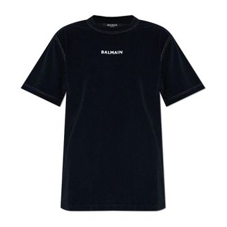 Balmain T-Shirts, male, Black, Size: L Beach T-shirt with embroidered logo