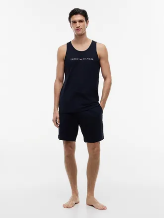 Tommy Hilfiger Mens Hilfiger Logo Pull-On Sleep Short - Navy - S
