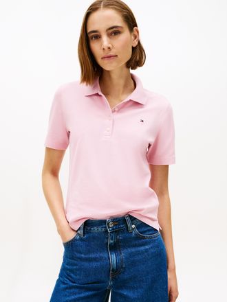Tommy Hilfiger Poloshirt TOMMY HILFIGER Regular Fit Pique Premium Polo, Damen, Gr. XXL (44), b.pink, Piqu&eacute;, Obermaterial: 96% Baumwolle, 4% Elasthan, unifarben, regu