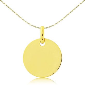 Jewelco London Solid 9ct Gold Round Disc Dog Tag Medallion Pendant - 13mm - FANR02592