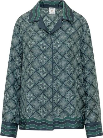 Casablanca Overhemden, Dames, Groen, L, Zijden Pyjamashirt