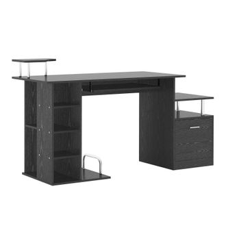 Carter's Computer Desk Workstation Wood Laptop Table W/Drawer Shelves - Black - CARTER | TJ Hughes