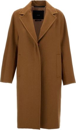 Max Mara Enkelrijige jas - Dames - Mantel - Bruin - XS - Leer - Jassen