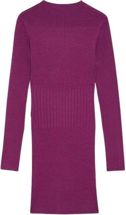 Patrizia Pepe Gebreide Mini Jurk - Dames - Kleedjes - Paars - XS - Polyester - Kleedjes