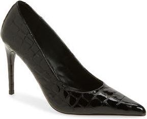 Tony Bianco Cassidy Pointed Toe Pump in Black Croc Patent at Nordstrom Rack, Size 9.5