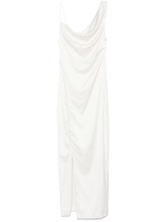 Rotate draped satin dress - women - Polyester/Elastane/Recycled Polyester - 38 - Neutrals