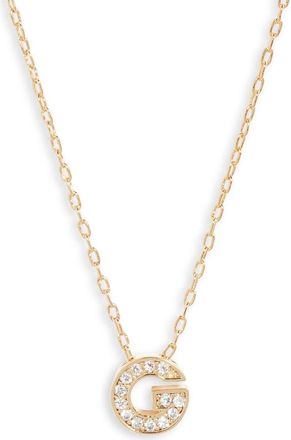 Nordstrom Pav&eacute; Cubic Zirconia Initial Necklace in G- Clear- Gold at Nordstrom
