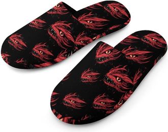 Generic Dragon Heads Mens Cotton Slippers Memory Foam Comfort House Shoes Winter Indoor Slipper for Hotel Casa Spa