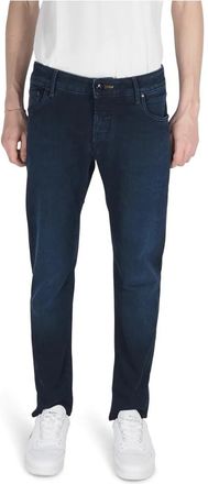Hand Picked Diepblauwe Slim Fit Katoenen Jeans - Heren - Slim Fit Jeans - Blauw - W38 - Katoen - Jeans
