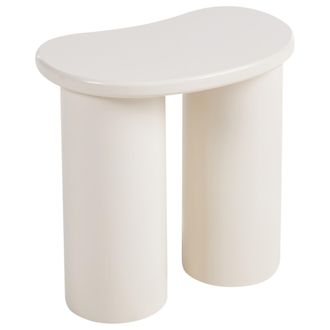 Beliani Mesa Auxiliar Forma De Ri&ntilde;&oacute;n Base Doble Dise&ntilde;o Escandinavo Tradicional Mdf Blanco Inglis