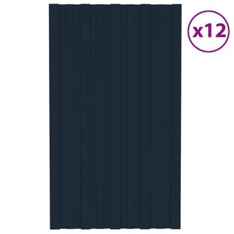 Berkfield Home Roof Panels 12 pcs Galvanised Steel Anthracite 80x45 cm