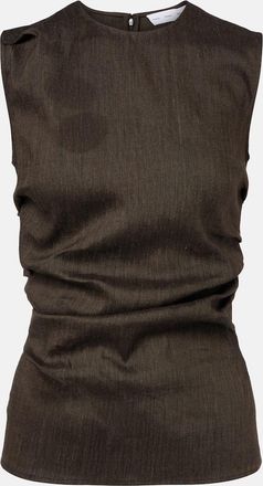 Proenza Schouler Anoushka draped linen-blend slub top