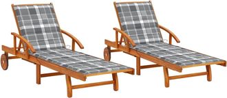 vidaXL Tumbonas Con Cojines 2 Unidades Madera Maciza De Acacia Vidaxl