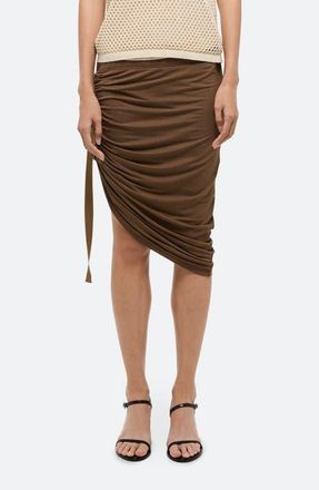 Helmut Lang Wind Ruched Side Belt Skirt in Cocoa at Nordstrom, Size Large