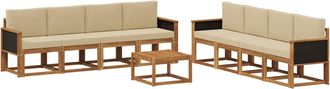 vidaXL Conjunto De Sof&aacute;s De Exterior 9 Uds. 8 Plaza Natural Y Beige Vidaxl