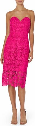 Milly Lucia Heart Lace Dress In Pink