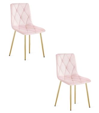 OEM Silla Libra - Terciopelo Rosa Claro / Patas Color Madera X 2