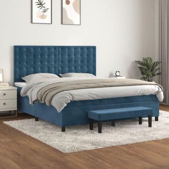 vidaXL Vidaxl - Cama Box Spring Con Colch&oacute;n Terciopelo Azul Oscuro 180x200 Cm