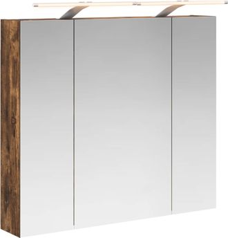 vidaXL Armario Con Espejo De Ba&ntilde;o Roble Ahumado 80 X 14.5 X 70 Cm Vidaxl