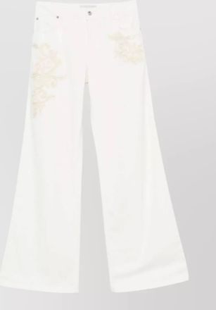 Ermanno Scervino wide leg denim jeans embroidered detail
