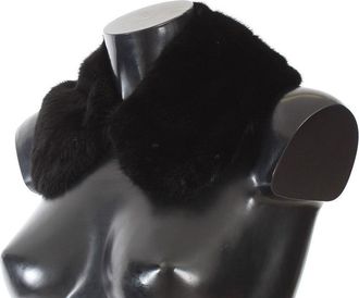 Dolce & Gabbana Womens Black Mink Fur Shoulder Collar Scarf