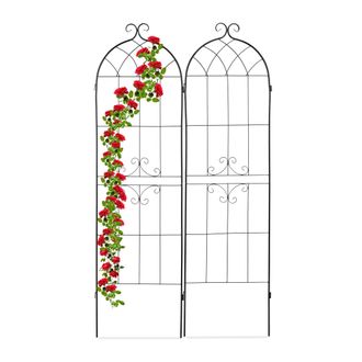 Relaxdays Relaxdays - Pack 2 Soportes Trepadoras, Enrejado Plantas Dos Paneles, 180 X 50 Cm, Tutores Decorativos, Hierro, Negro