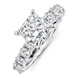 Pompeii3 Certified 4 1/2Ct Radiant Cut Diamond Engagement Ring 14k Gold Lab Grown