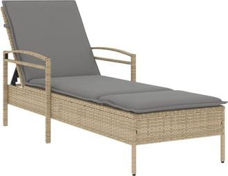 vidaXL Vidaxl - Tumbona Con Coj&iacute;n Rat&aacute;n Sint&eacute;tico Beige 63x200x81 Cm
