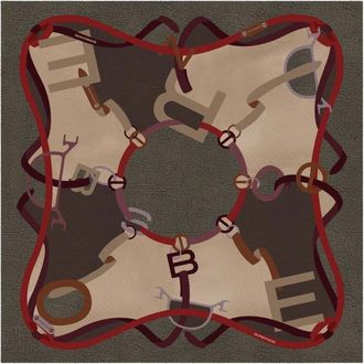 Borbonese Zijde Foulard - Dames - Accessoires - Bruin - Maat: ONE Size Zijde