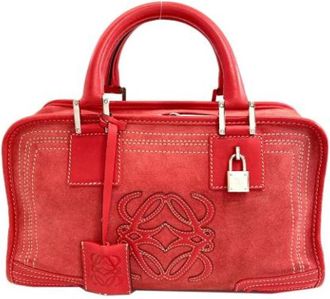 Loewe Pre-owned Su&egrave;de Handtas - Dames - Vintage Handtas - Rood - ONE Size - Su&egrave;de - Vintage