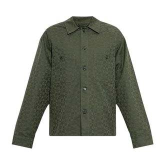 Kenzo Overhemden, Heren, Groen, S, Katoen, Monogram Shirt