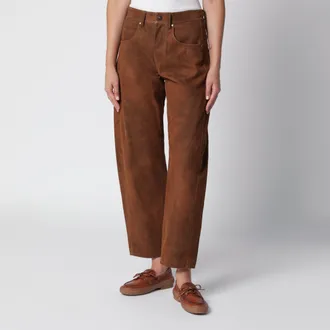 Isabel Marant Pantaloni Belky marroni in ecocamoscio