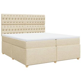 vidaXL Vidaxl - Cama Box Spring Con Colch&oacute;n Tela Color Crema 200x200 Cm