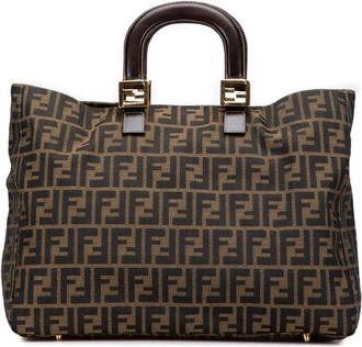 Fendi Pre-owned Tote Bags, female, Brown, Size: ONE SIZE Pre-owned Printed Textile Tote Bag