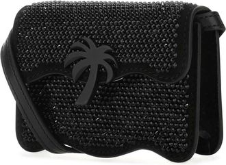 Palm Angels Womens Embellished Leather Micro Palm Beach Crossbody Bag Blacksilve Borse A Tracolla
