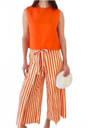 Simon Miller Lima Wide Leg Pants In Coral Stripe