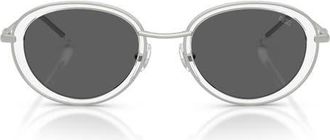 Diesel DL1018 51mm Oval Sunglasses in Matte Silver /Dark Grey at Nordstrom