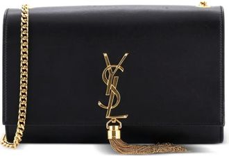 Saint Laurent Borsa a tracolla Classic Monogram media in pelle con nappa - Nero