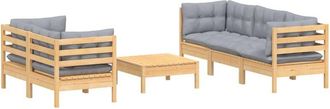 vidaXL 6 Pcs Garden Lounge Set Con Cojines De Pino Gris - 299193