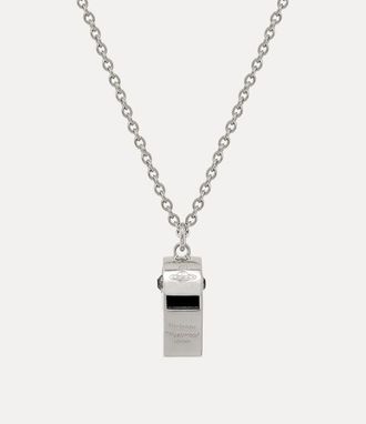 Vivienne Westwood Man. Whistle Pendant Necklace Platinum-black-enamel-black-diamond-crystal Platinum-black-enamel-black-diamond-crystal Men