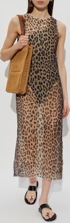 Moschino Beach Dress With Animal Print, Womens, Brown