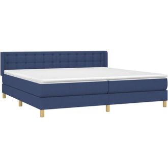 vidaXL Cama Box Spring Con Colch&oacute;n Tela Azul 200x200 Cm Vidaxl