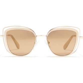 Bcbgmaxazria 53mm Vented Cat Eye Sunglasses in Satin Light Gold at Nordstrom Rack