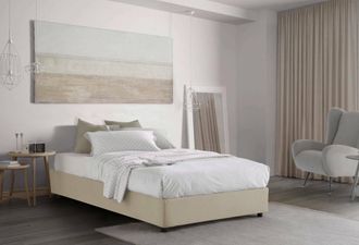 Talamo Italia Talamo Italia - Cama De Plaza Y Media Camilla, Cama Contenedor Con Revestimiento De Tela, 100% Made In Italy, Apertura Lateral, Adecuado Para Colch&oacute;n 